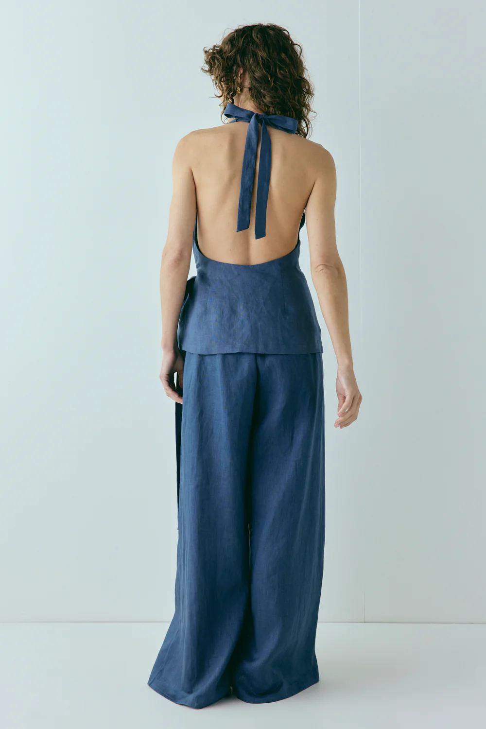 Prue Linen Top Navy - Image 7