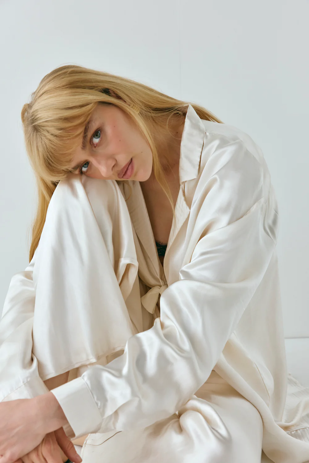Rae Satin Pants Cream - Image 3
