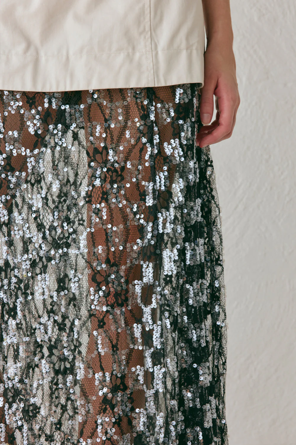 Robbie Sequin Maxi Dress Cream - Image 6