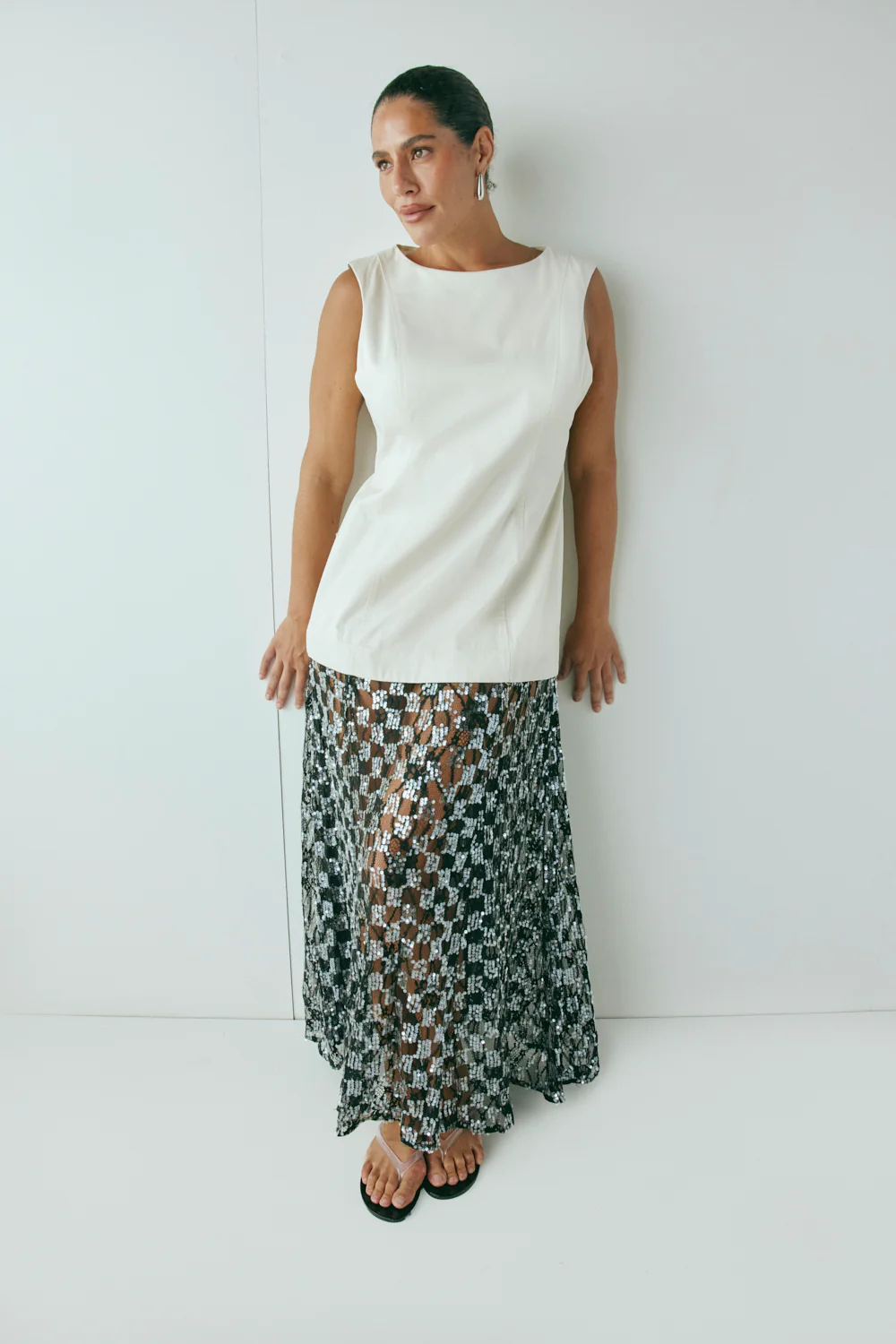 Robbie Sequin Maxi Dress Cream - Image 7