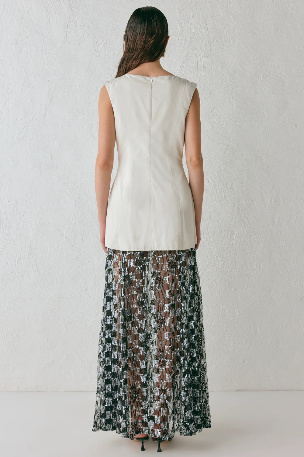 Robbie Sequin Maxi Dress Cream - Image 8