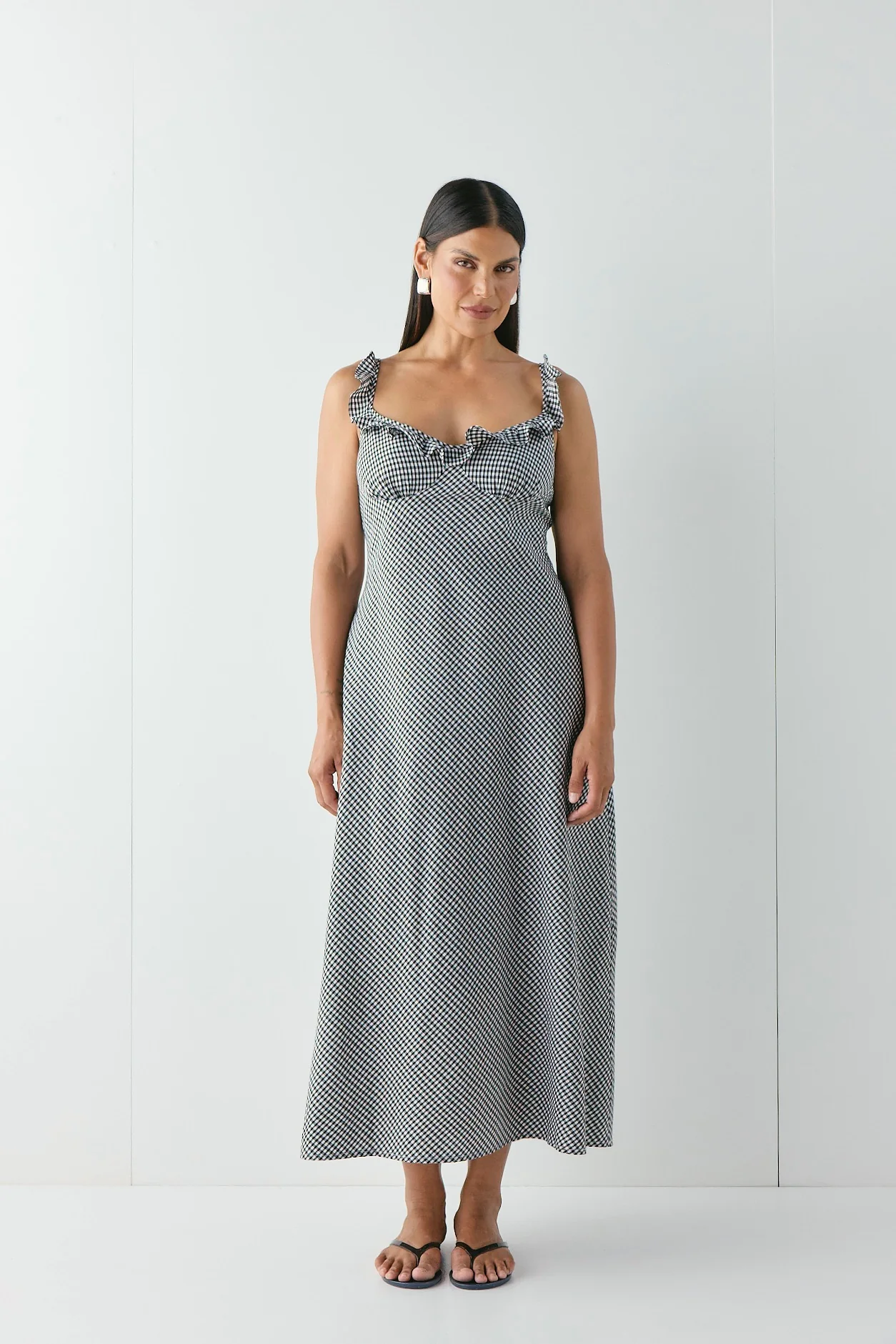 Rosalia Bias Cut Maxi Dress Black Check - Image 4