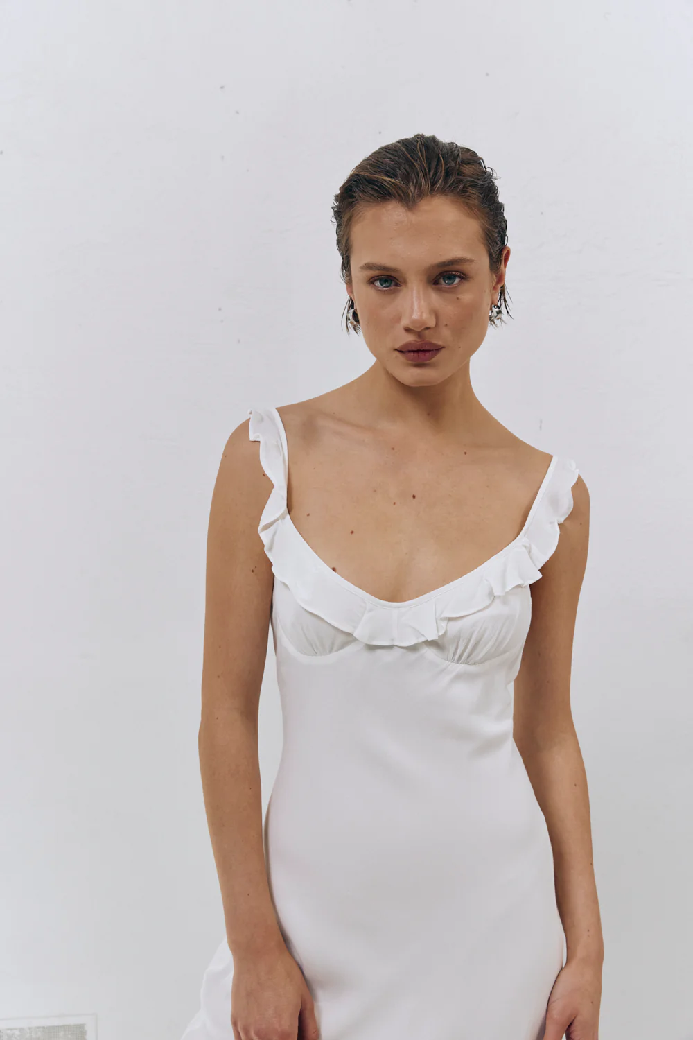 Rosalia Bias Cut Midi Dress White - Image 3