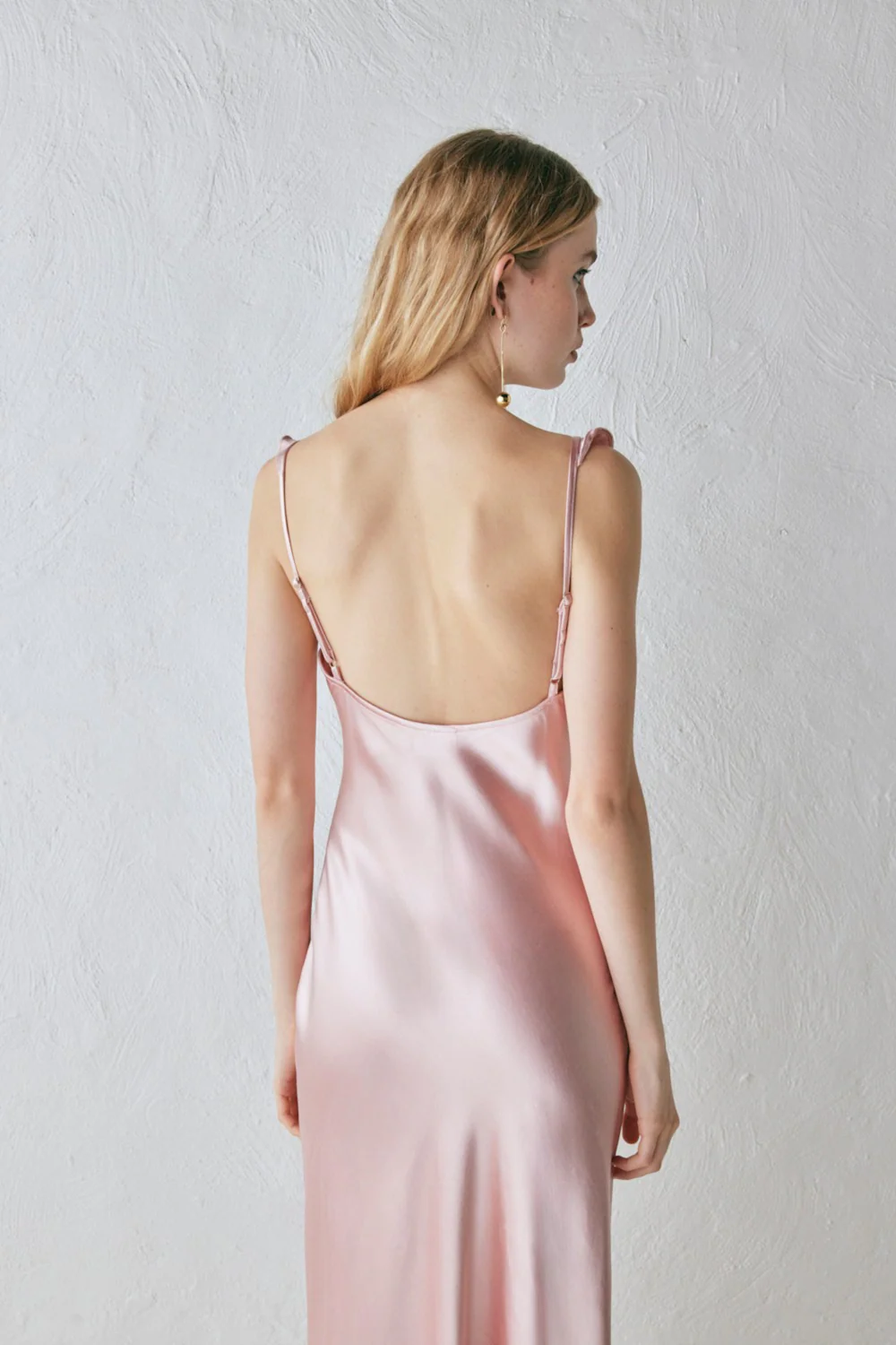 Rosalia Satin Bias Cut Maxi Dress Blush - Image 4