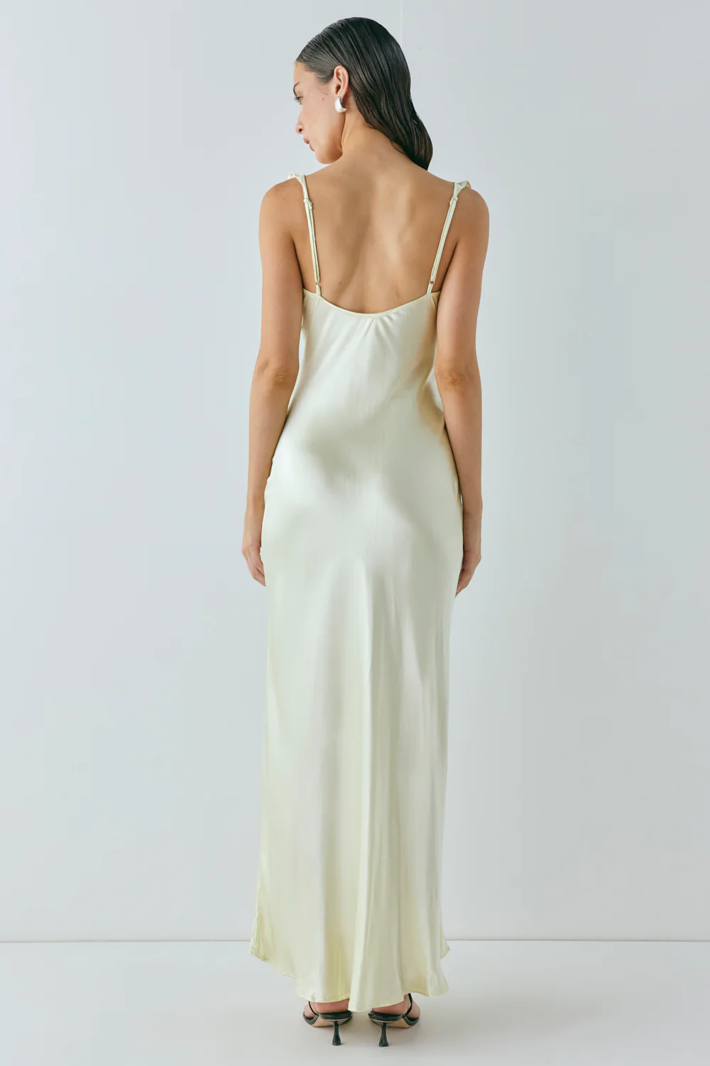 Rosalia Satin Bias Cut Maxi Dress Butter - Image 7