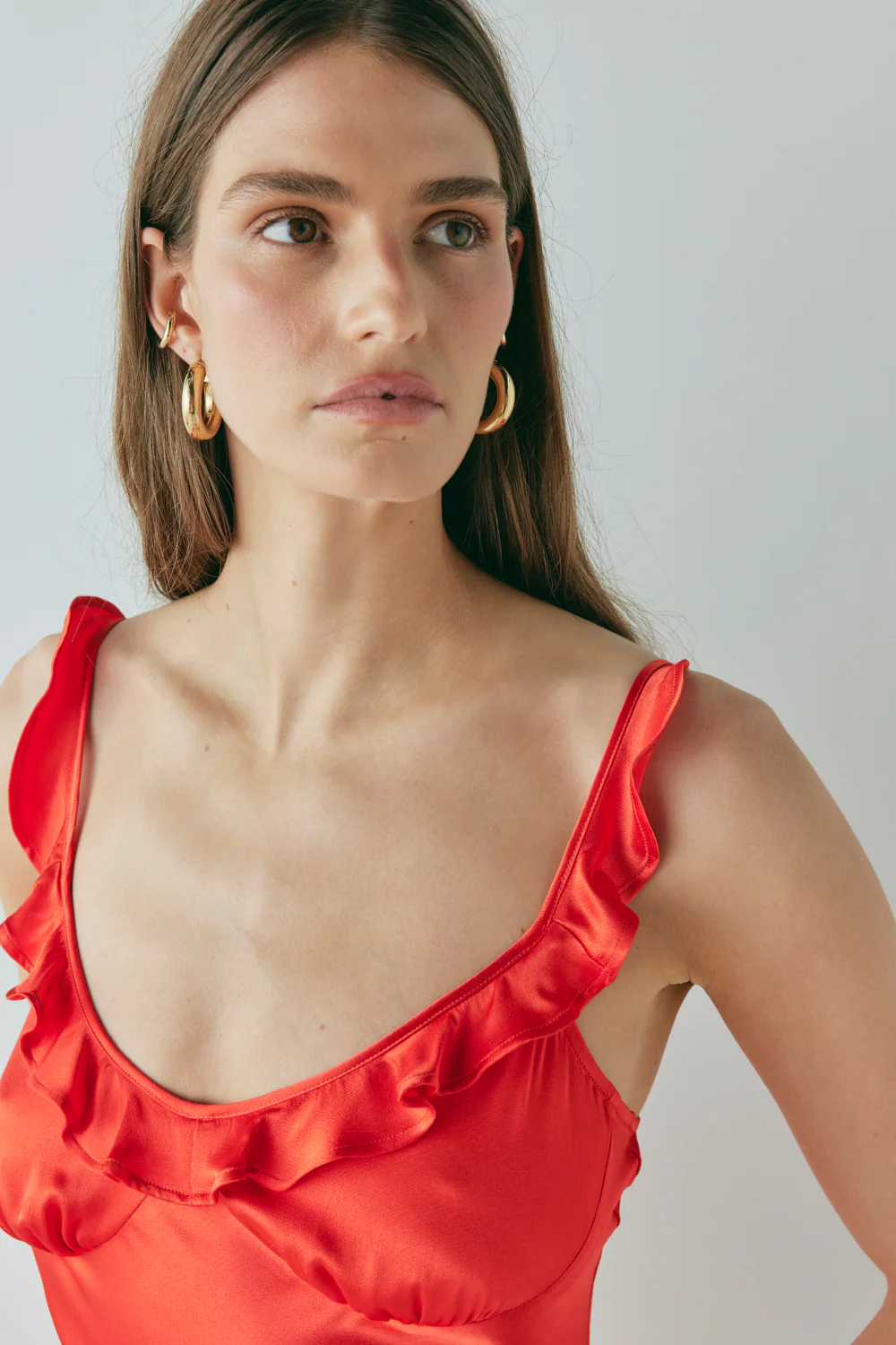 Rosalia Satin Bias Cut Maxi Dress Red - Image 5