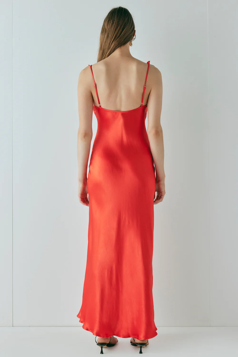 Rosalia Satin Bias Cut Maxi Dress Red - Image 8