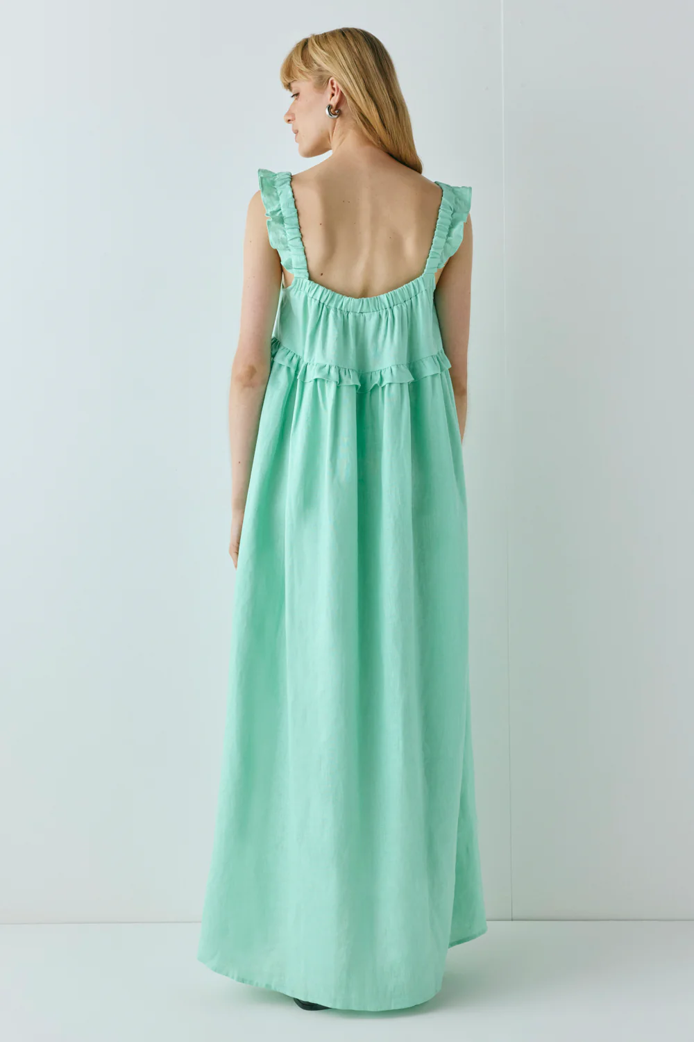 Rossana Linen Maxi Dress Aqua - Image 6