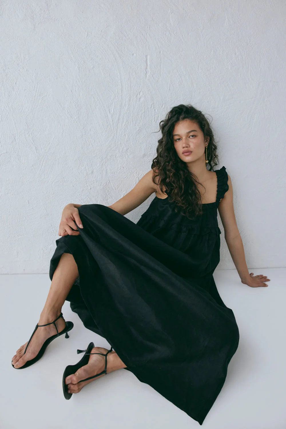 Rossana Linen Maxi Dress Black - Image 2