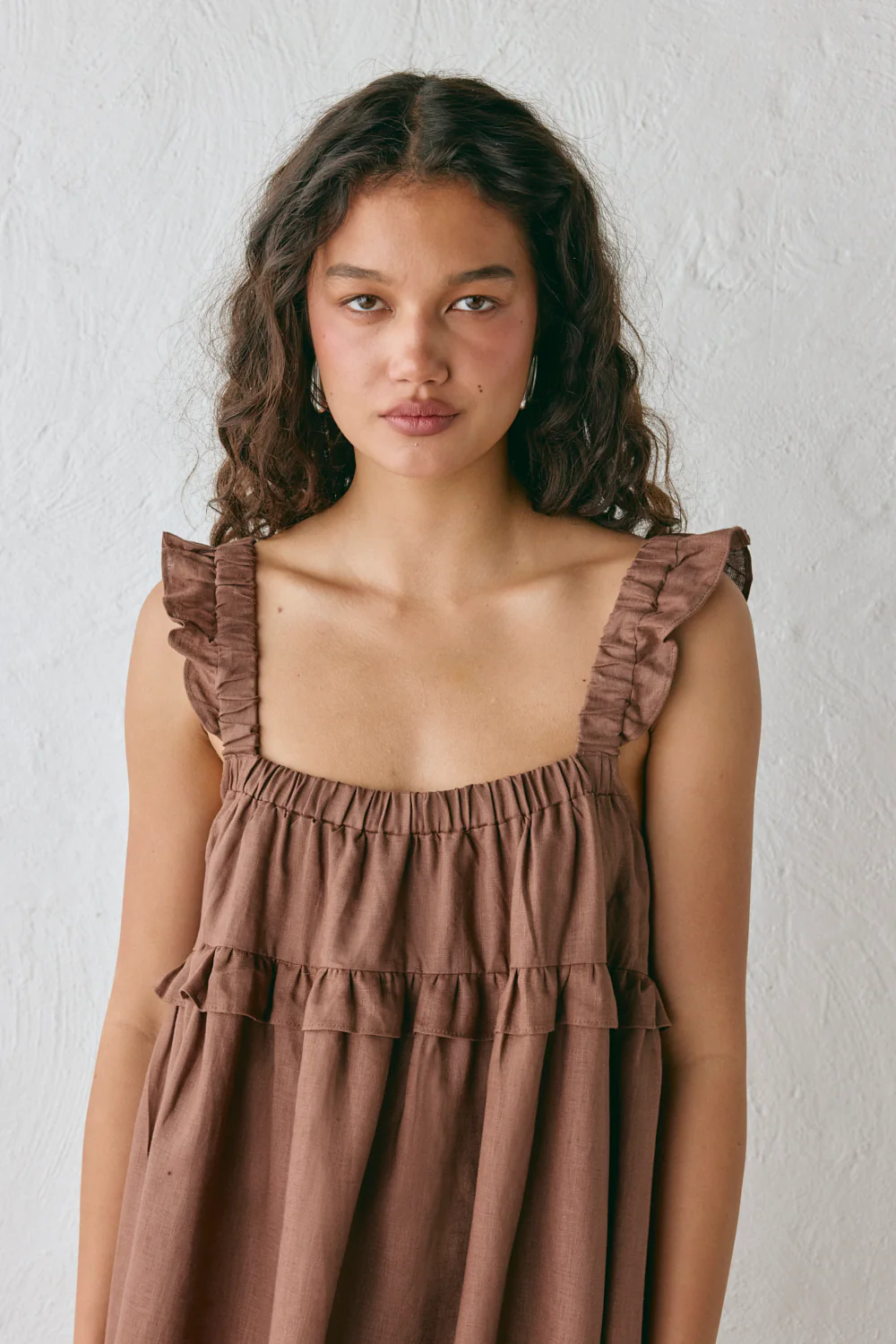 Rossana Linen Maxi Dress Chocolate - Image 4