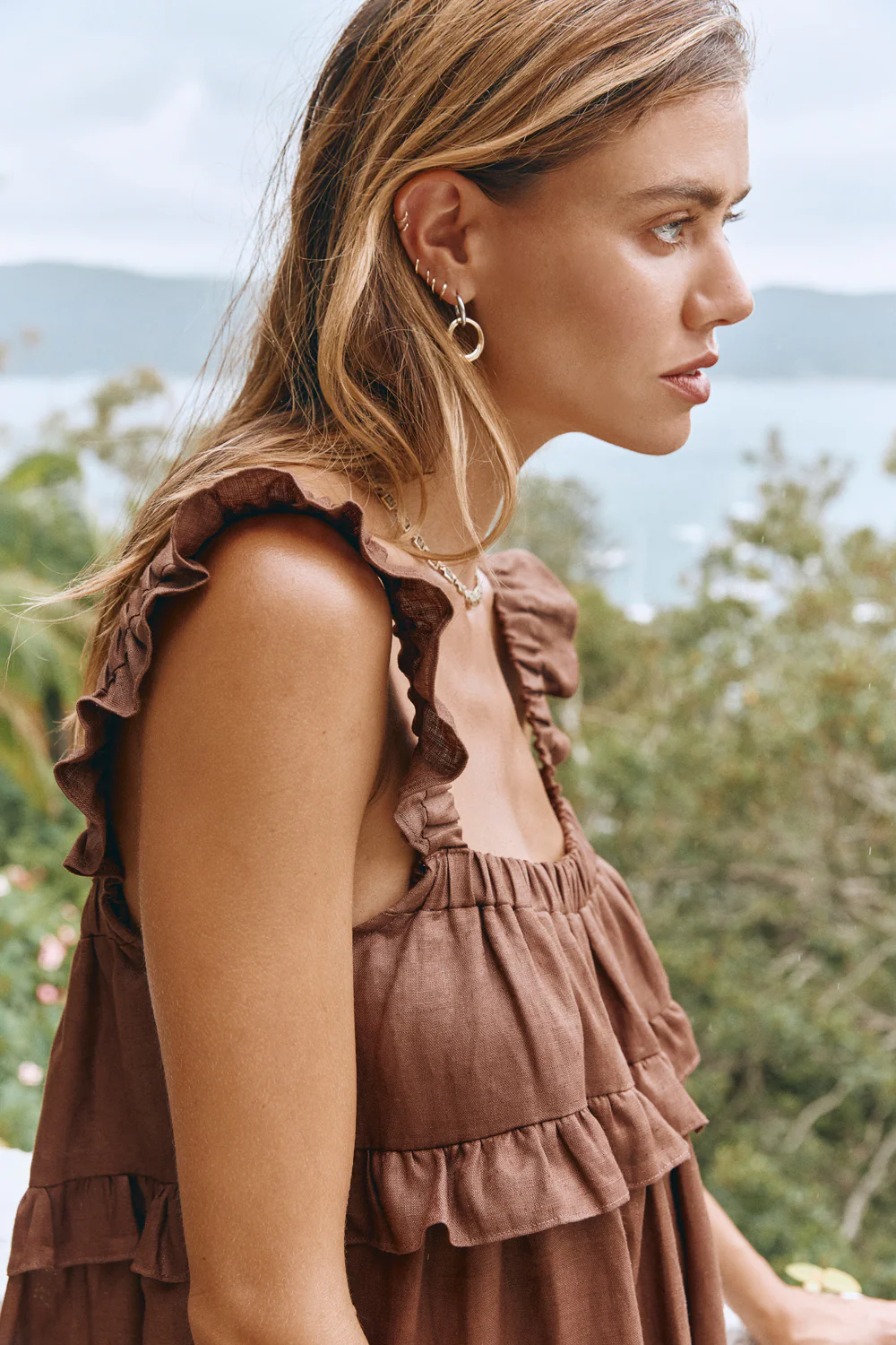 Rossana Linen Maxi Dress Chocolate - Image 6