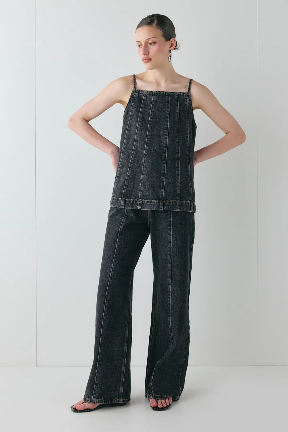 Sabina Denim Top Washed Black - Image 3