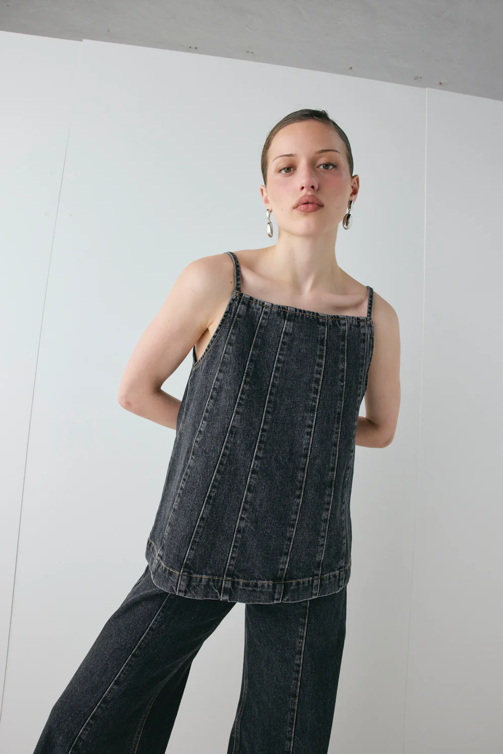Sabina Denim Top Washed Black - Image 7
