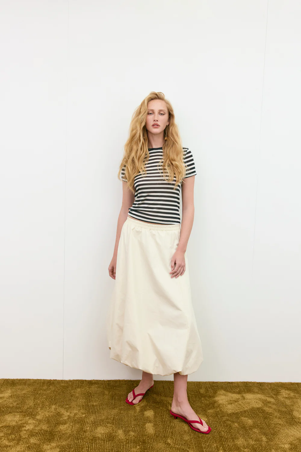 Sabrin Bubble Midi Skirt Cream - Image 3