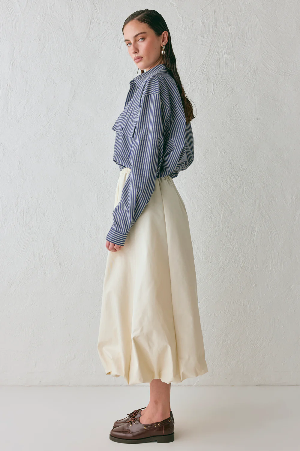 Sabrin Bubble Midi Skirt Cream - Image 5