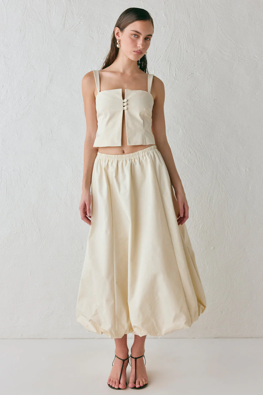 Sabrin Bubble Midi Skirt Cream - Image 7