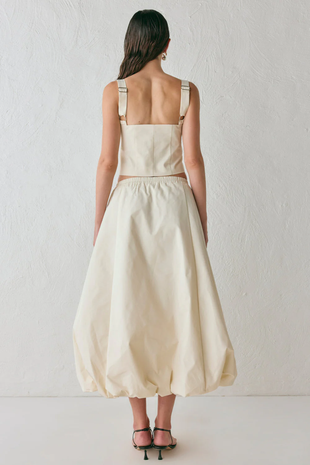 Sabrin Bubble Midi Skirt Cream - Image 8