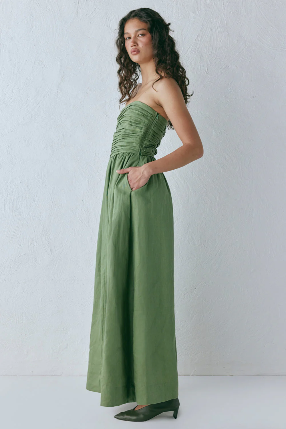 Saint Malo Linen Maxi Dress Olive - Image 7