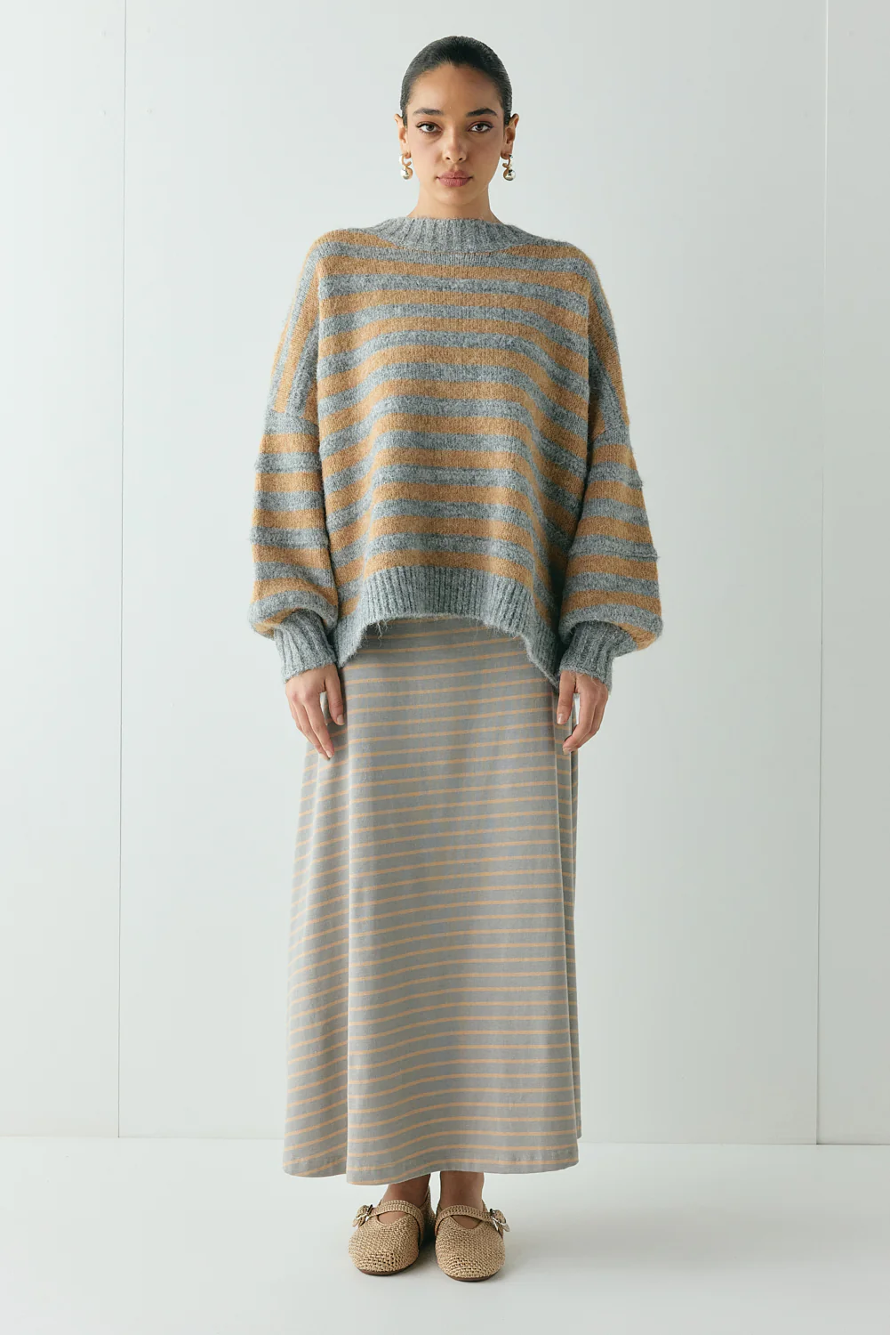 Sam Knit Jumper Apricot Stripe