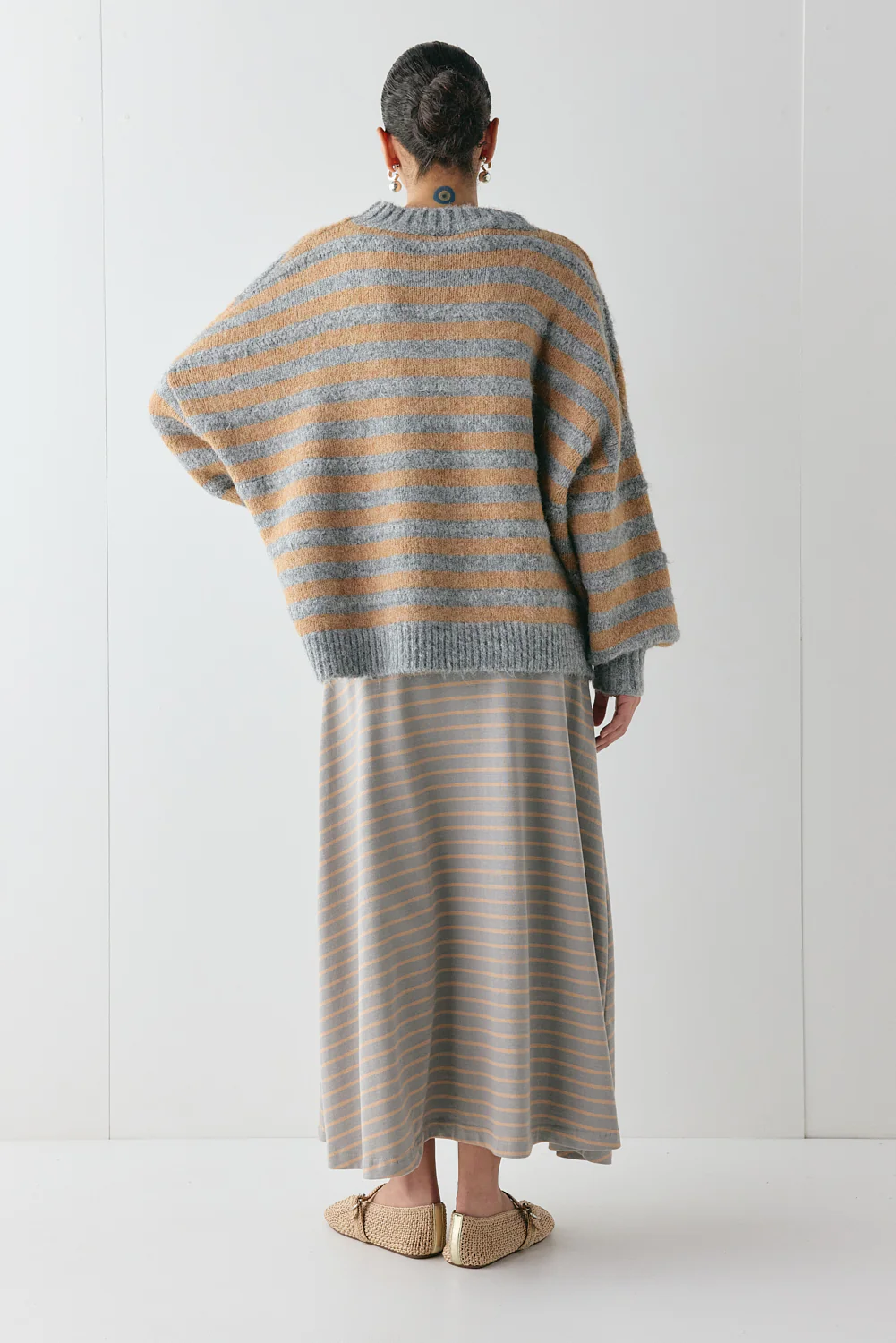 Sam Knit Jumper Apricot Stripe - Image 6