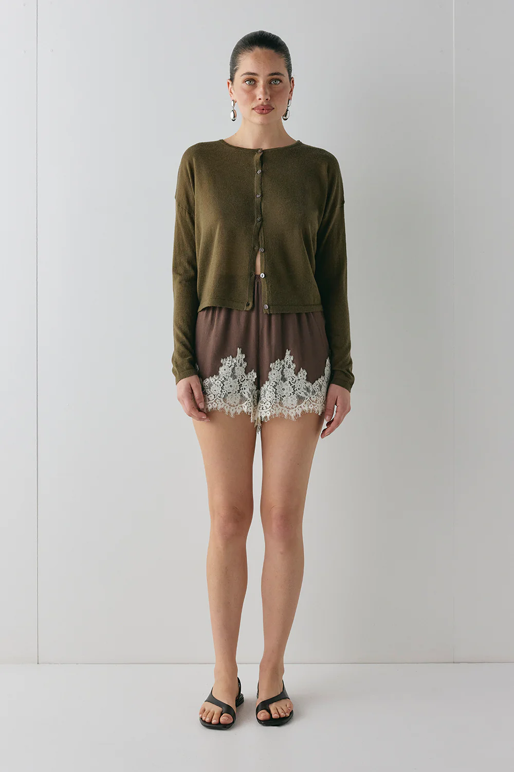 Sanne Knit Cardigan Khaki - Image 3