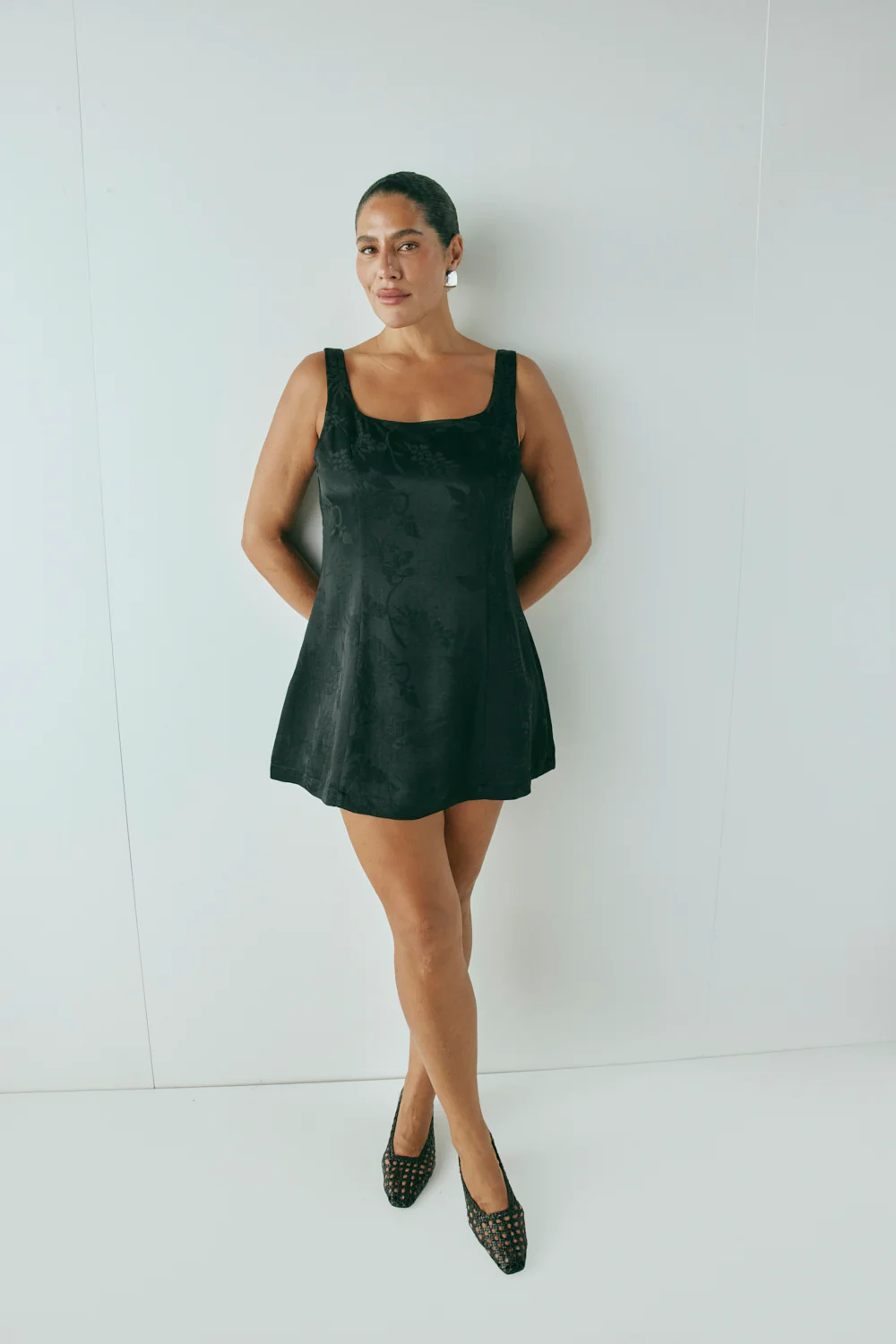 Shiloh Jacquard Mini Dress Black - Image 2