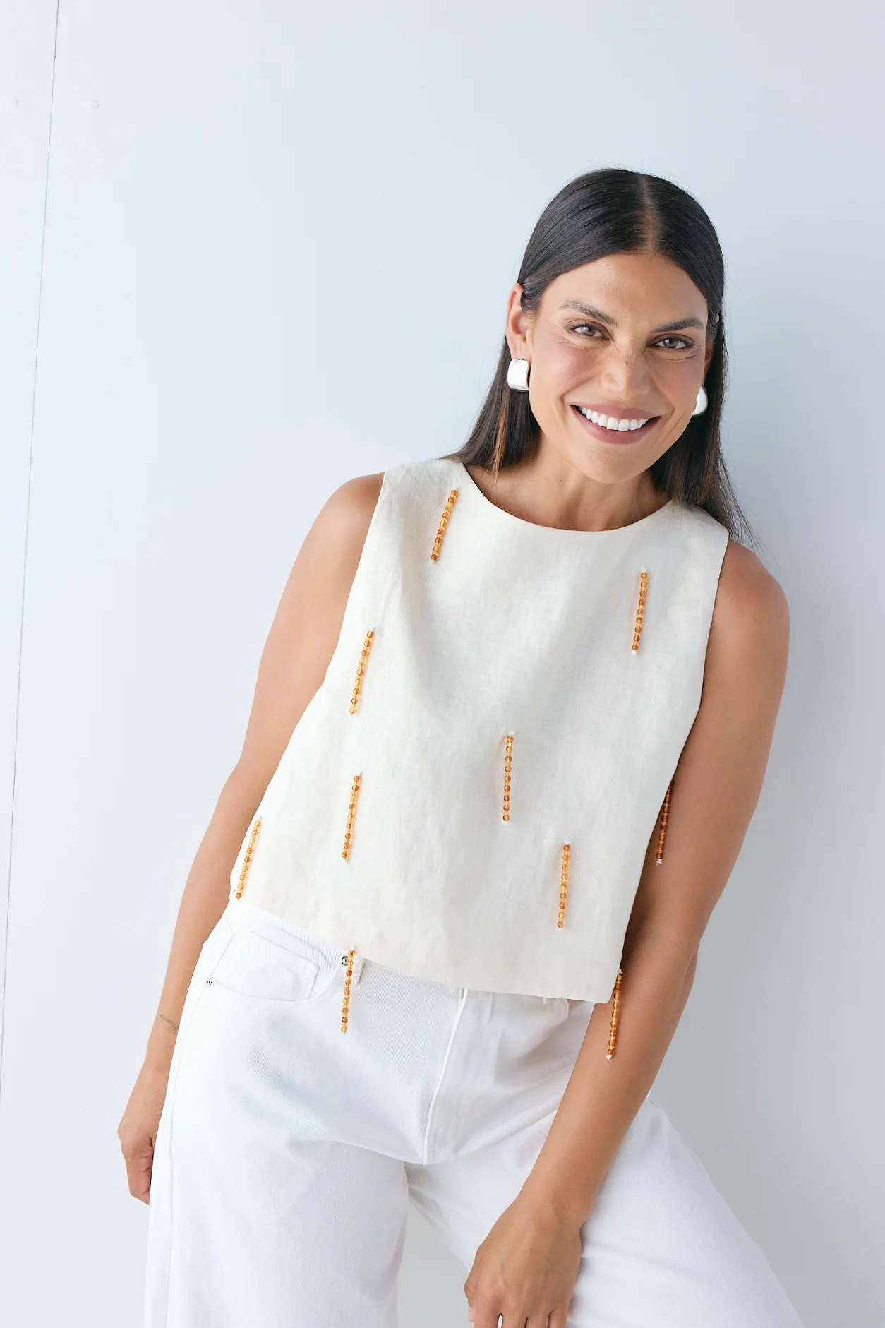 Siena Linen Top Cream - Image 2