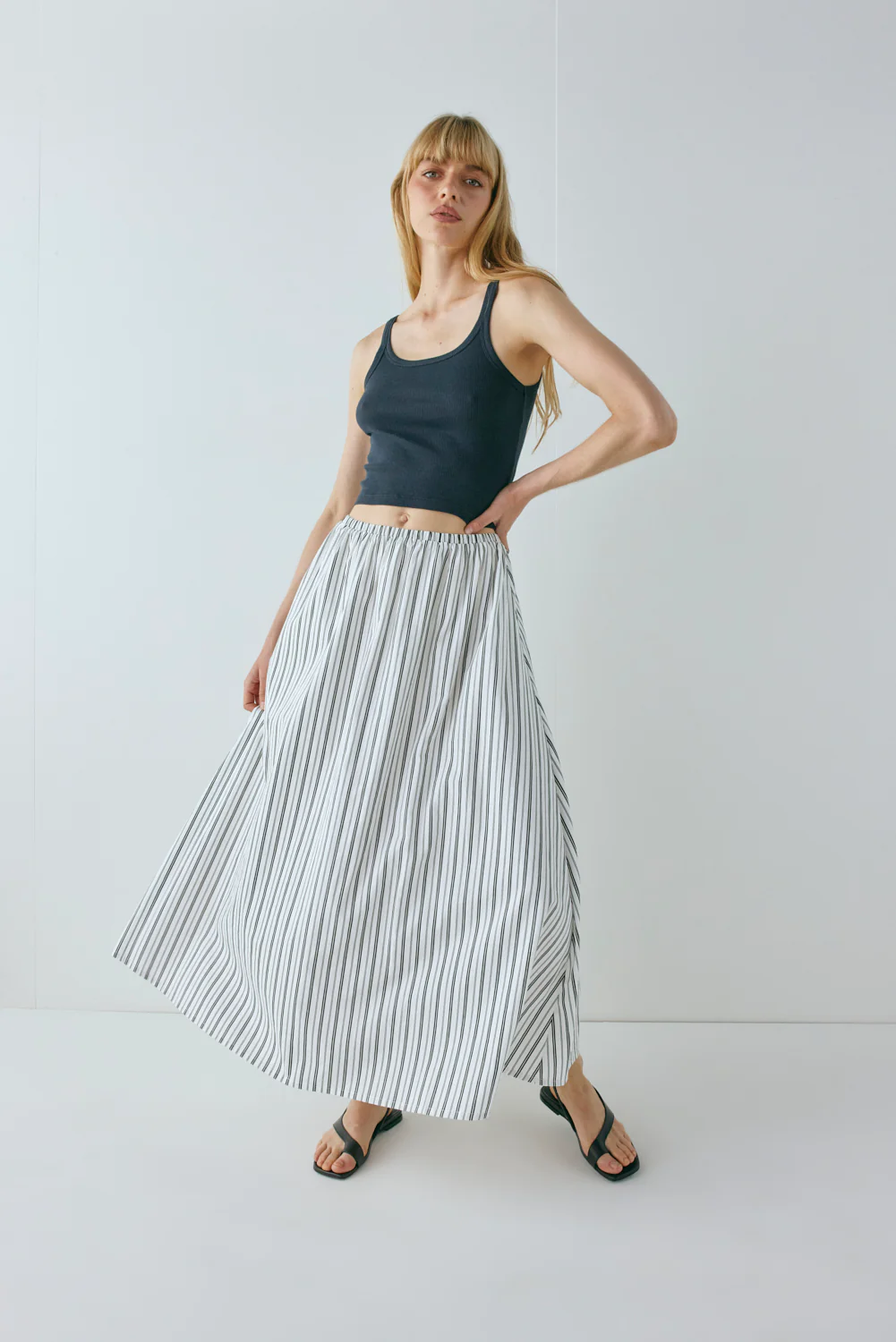 Solara Midi Skirt Black Stripe - Image 3