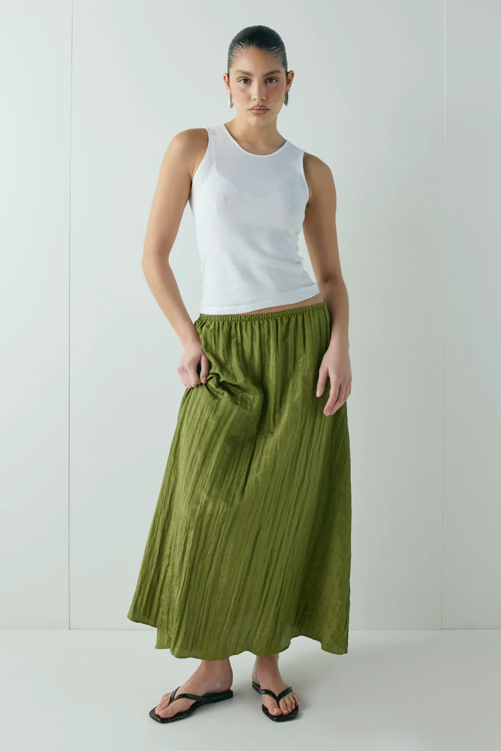 Solara Midi Skirt Olive - Image 5