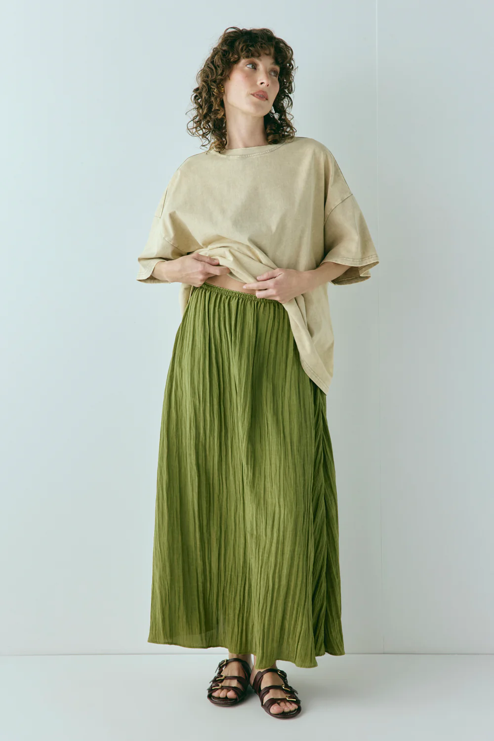 Solara Midi Skirt Olive - Image 6