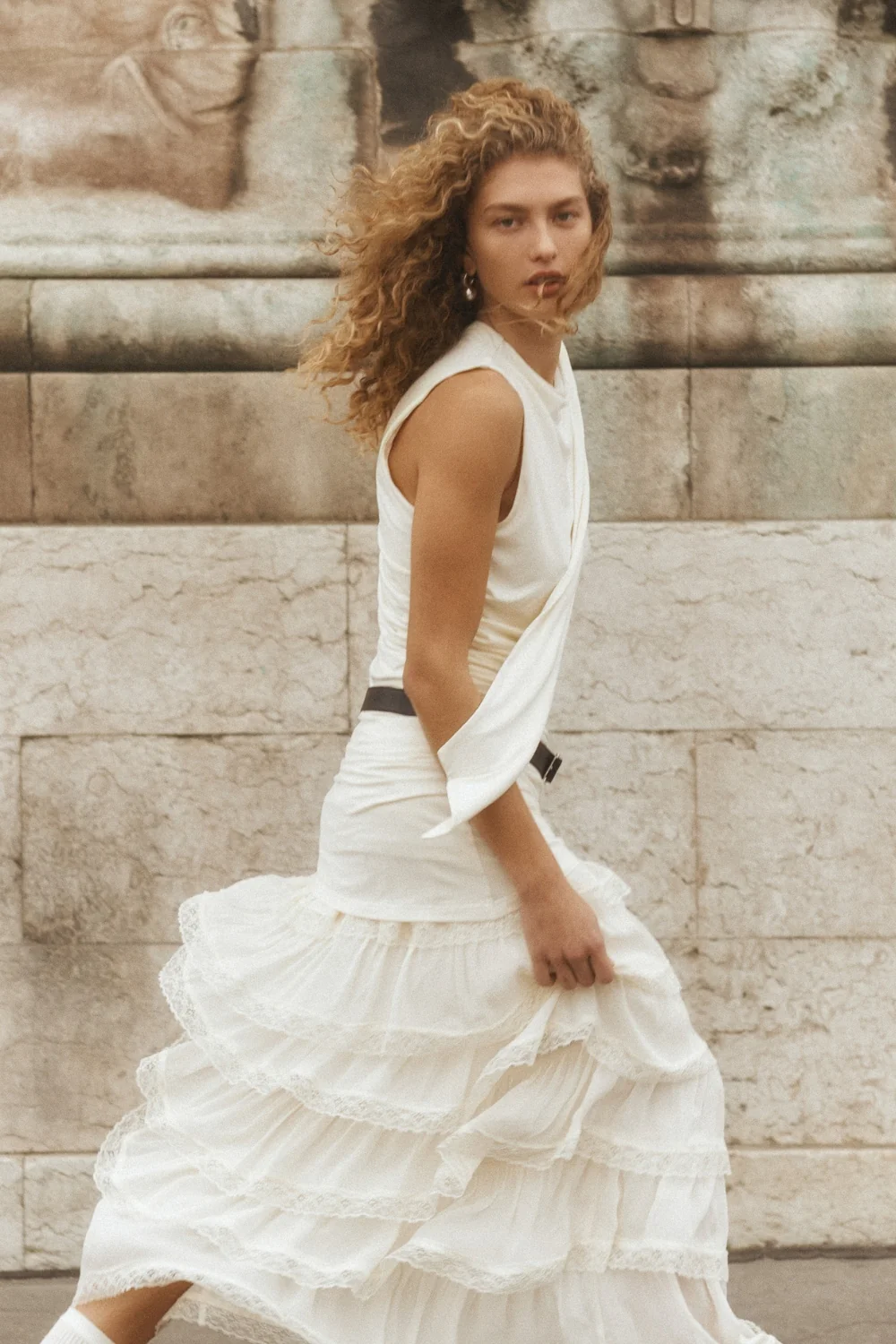 Thalia Midi Skirt Cream - Image 3