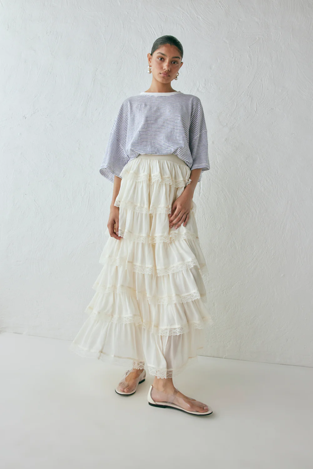 Thalia Midi Skirt Cream - Image 9