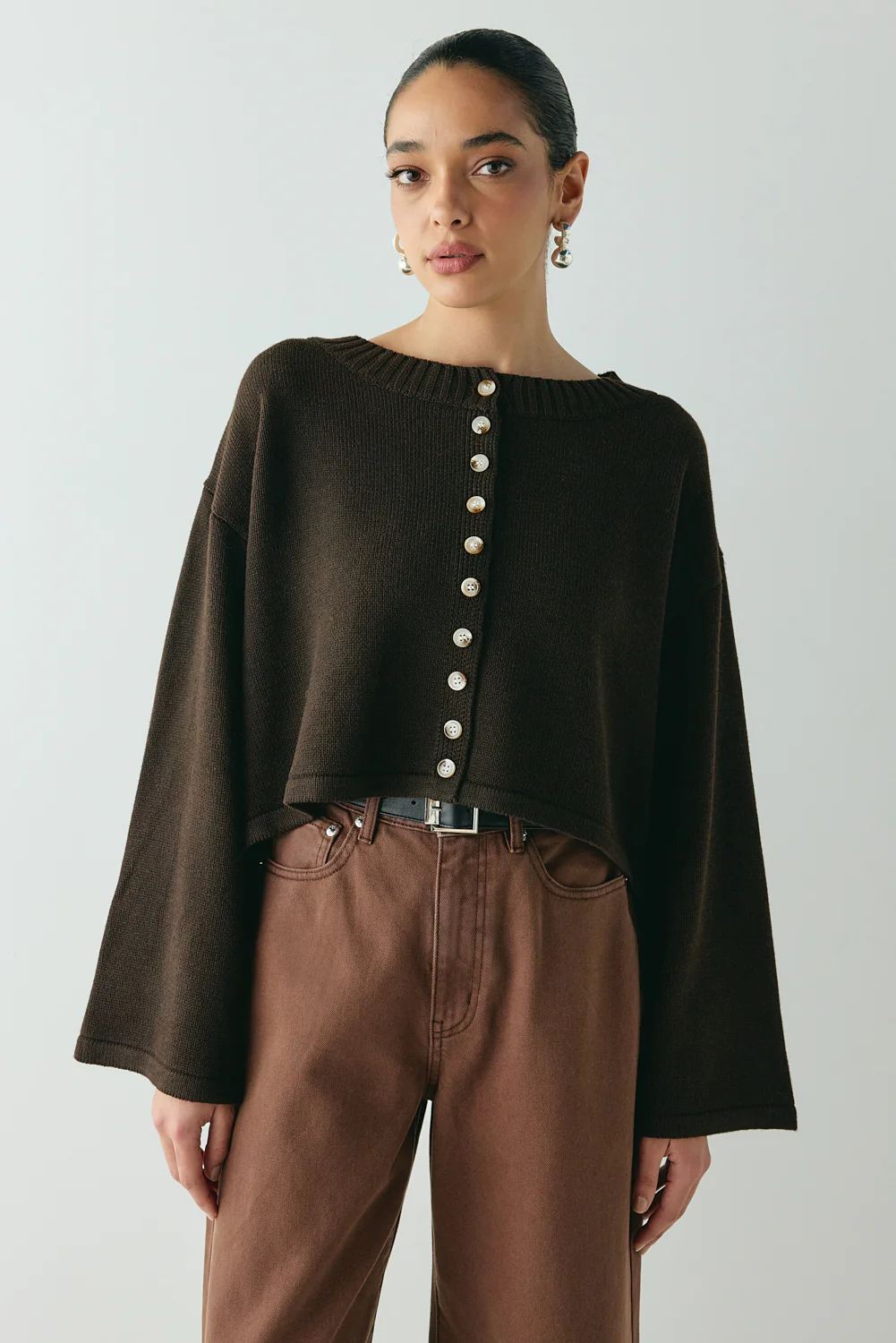 Tori Knit Cardigan Brown