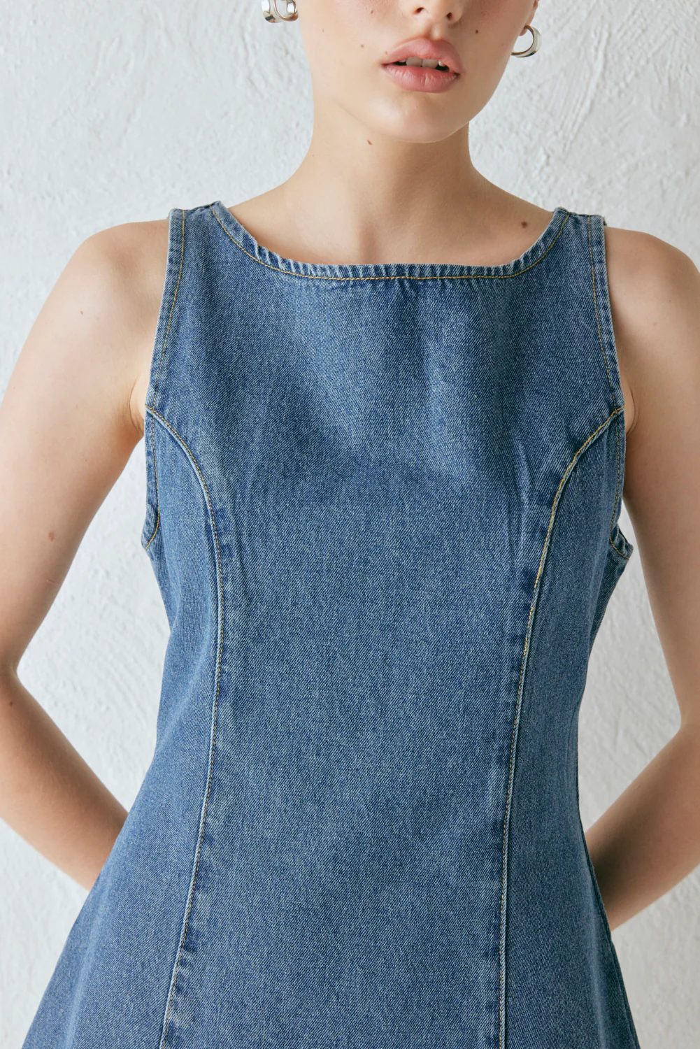 Chloe Denim Mini Dress Blue - Image 5