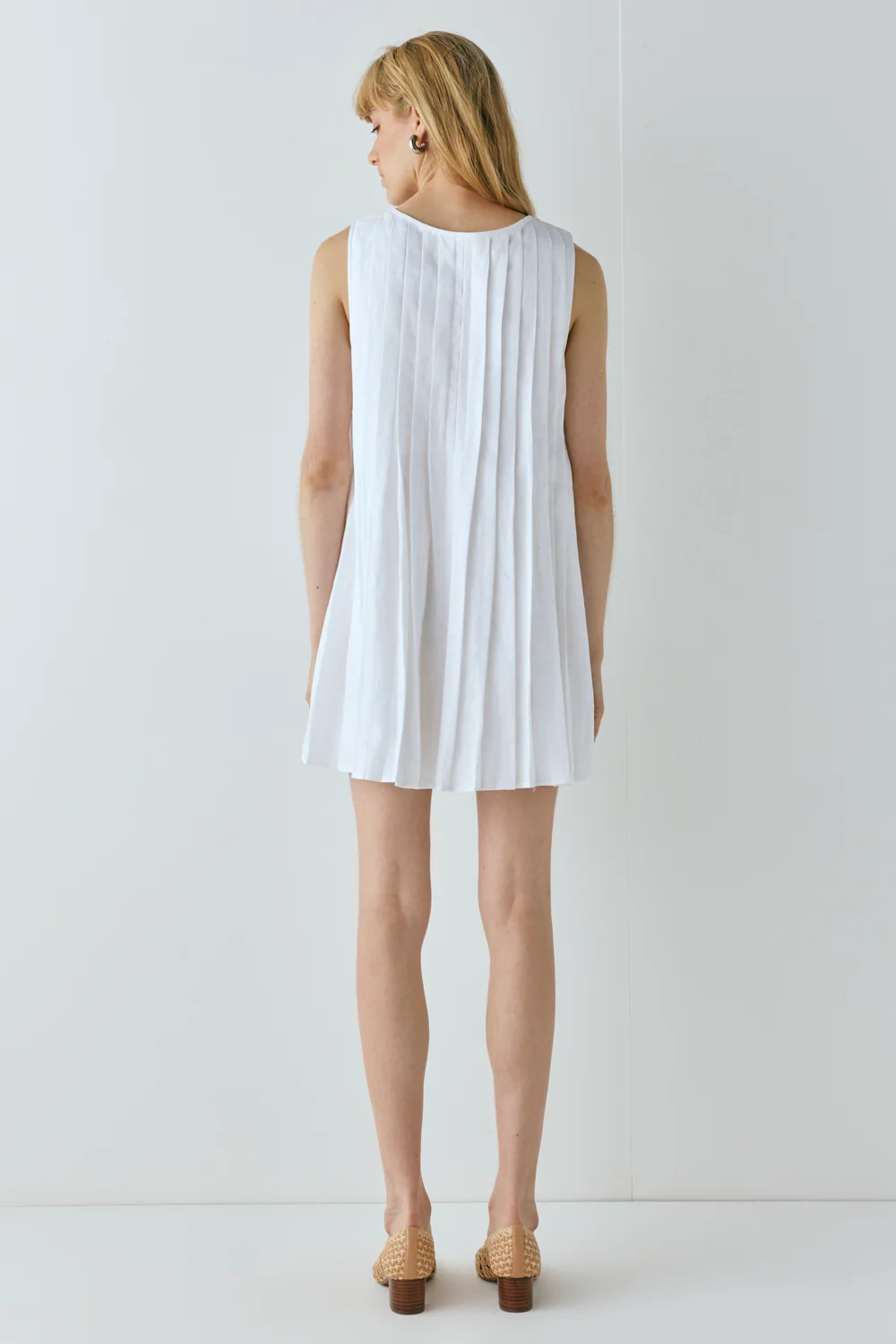 Valeria Linen Mini Dress White - Image 8