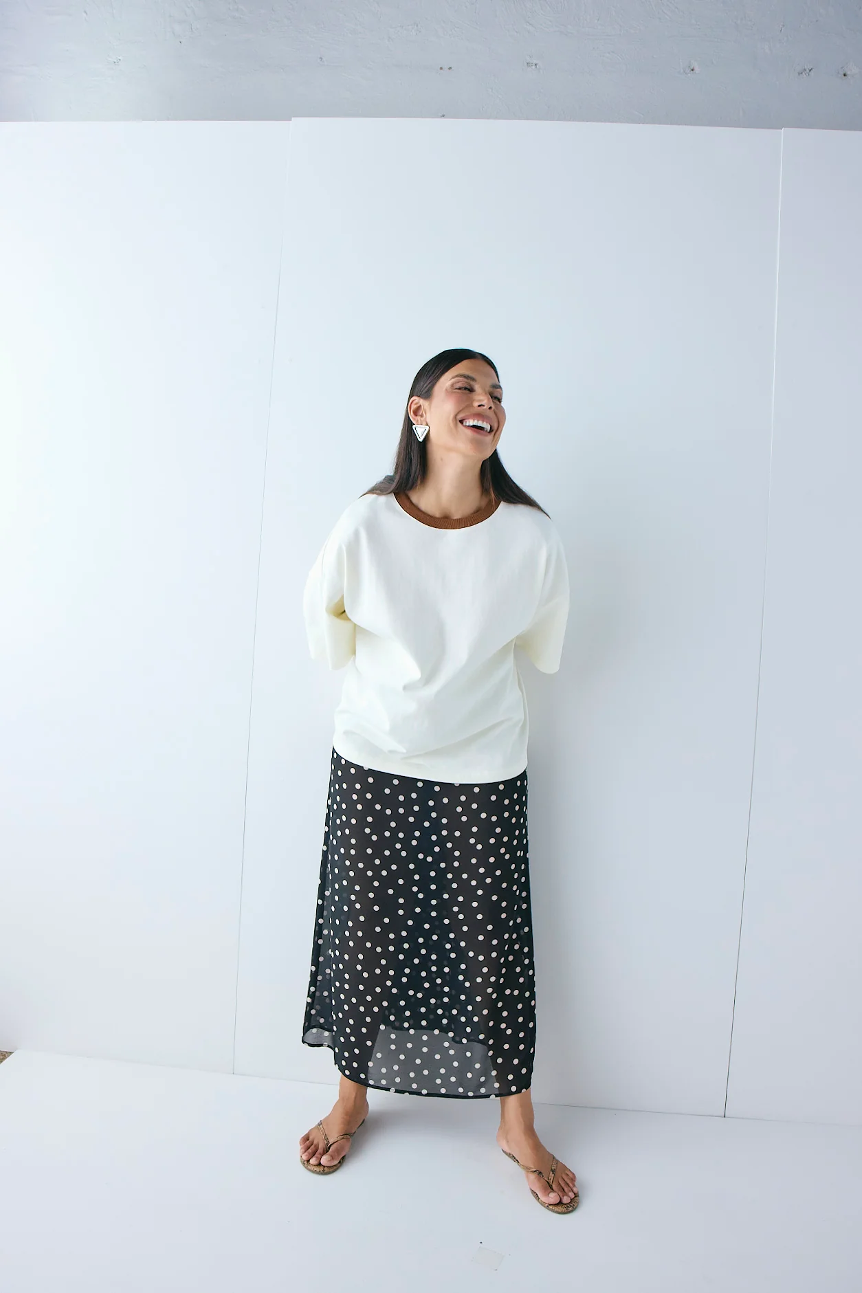 Vilma Sheer Maxi Skirt Black Polka Dot - Image 3