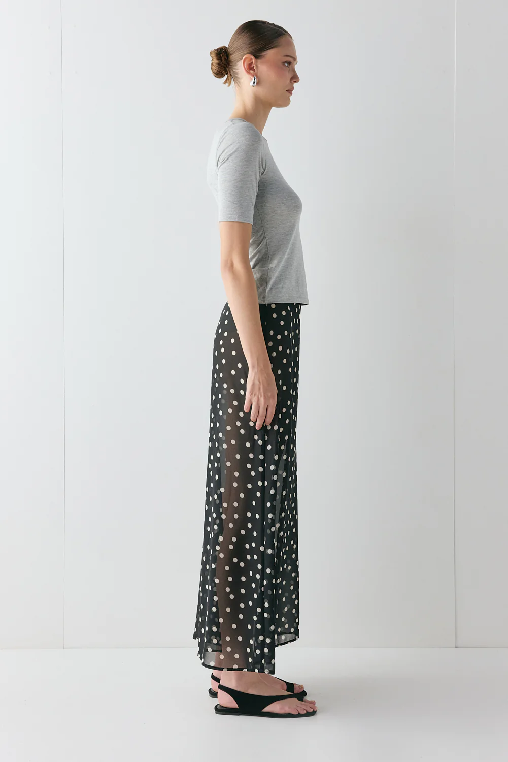 Vilma Sheer Maxi Skirt Black Polka Dot - Image 8