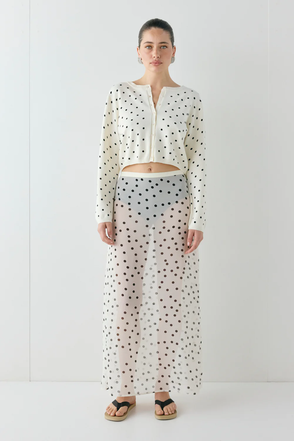 Vilma Sheer Maxi Skirt Polka Dot - Image 3