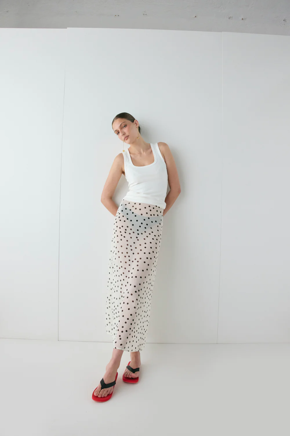 Vilma Sheer Maxi Skirt Polka Dot - Image 4