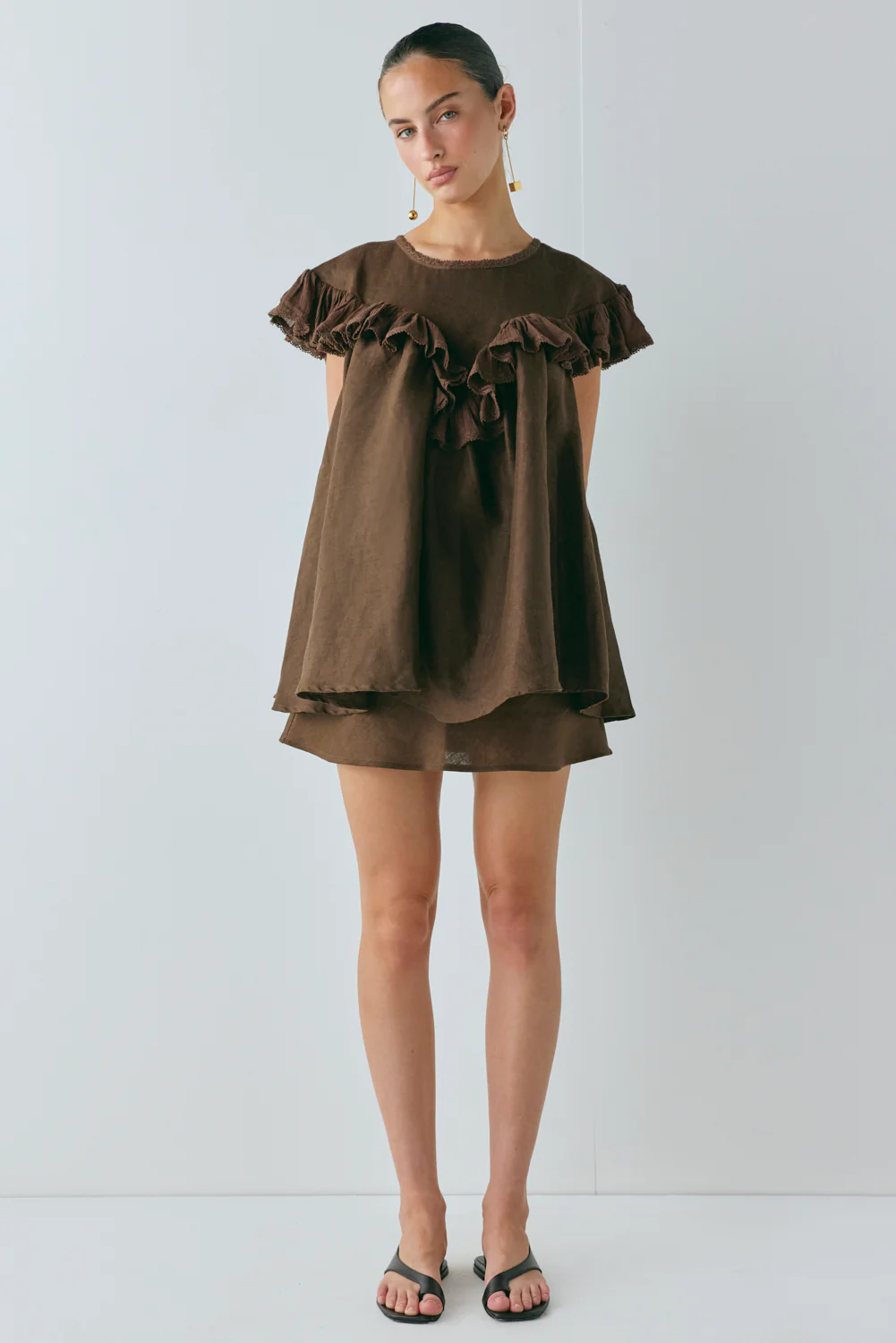Viola Linen Tunic Chocolate - Image 4