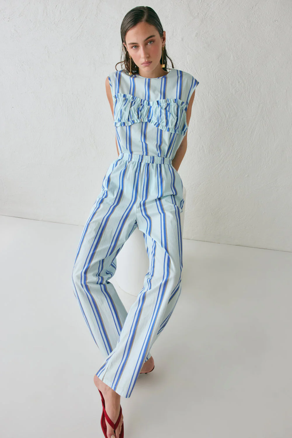 Vita Barrel Pants Blue Stripe - Image 5