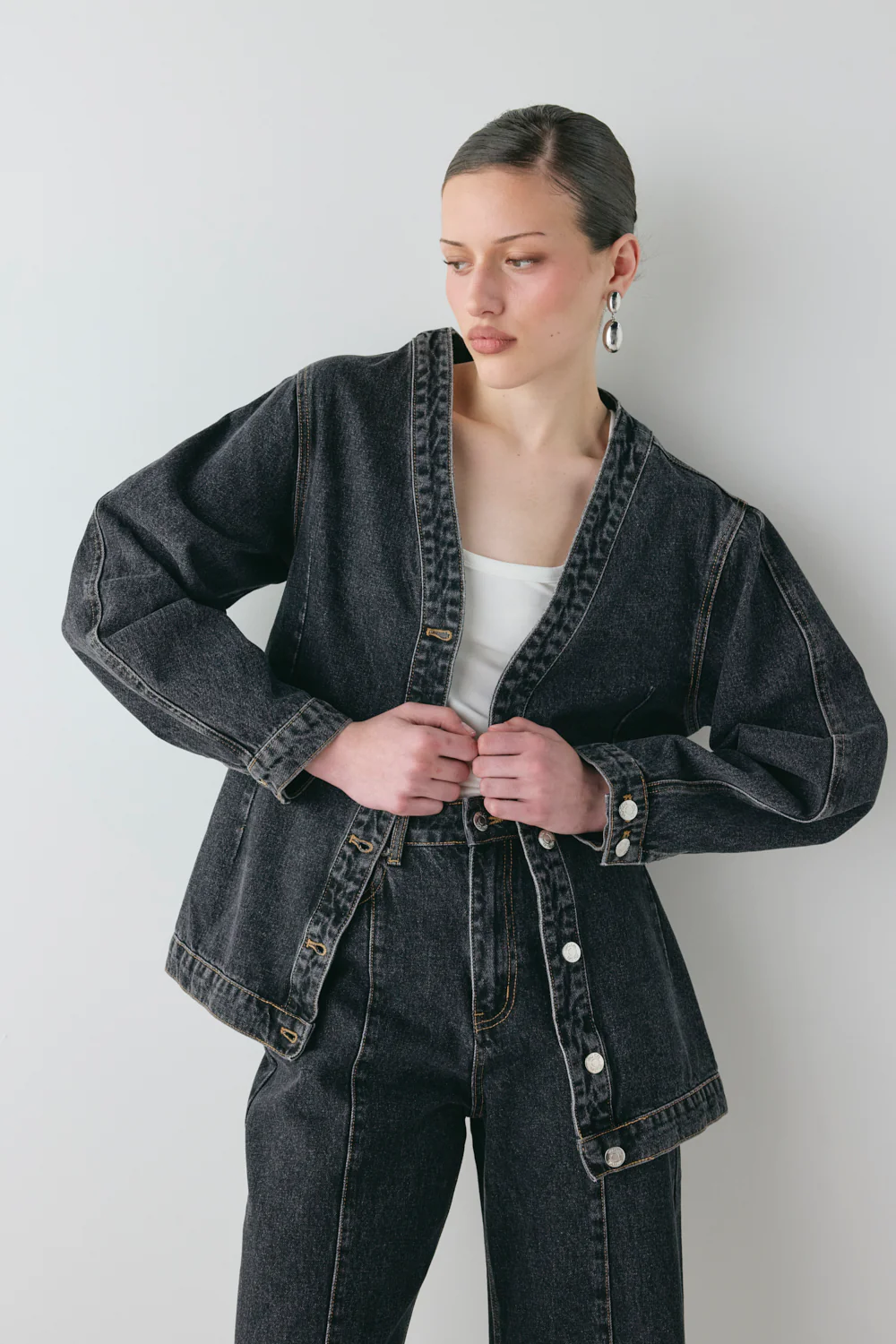 Vivien Denim Jacket Washed Black - Image 2