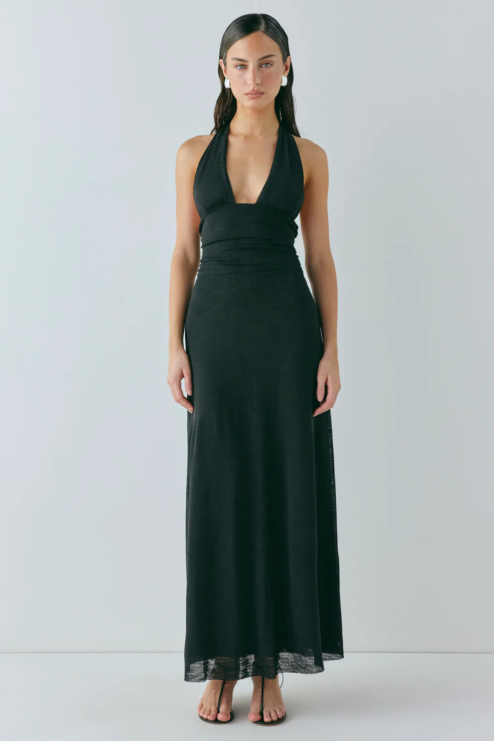 When In Italy Halter Midi Dress Black