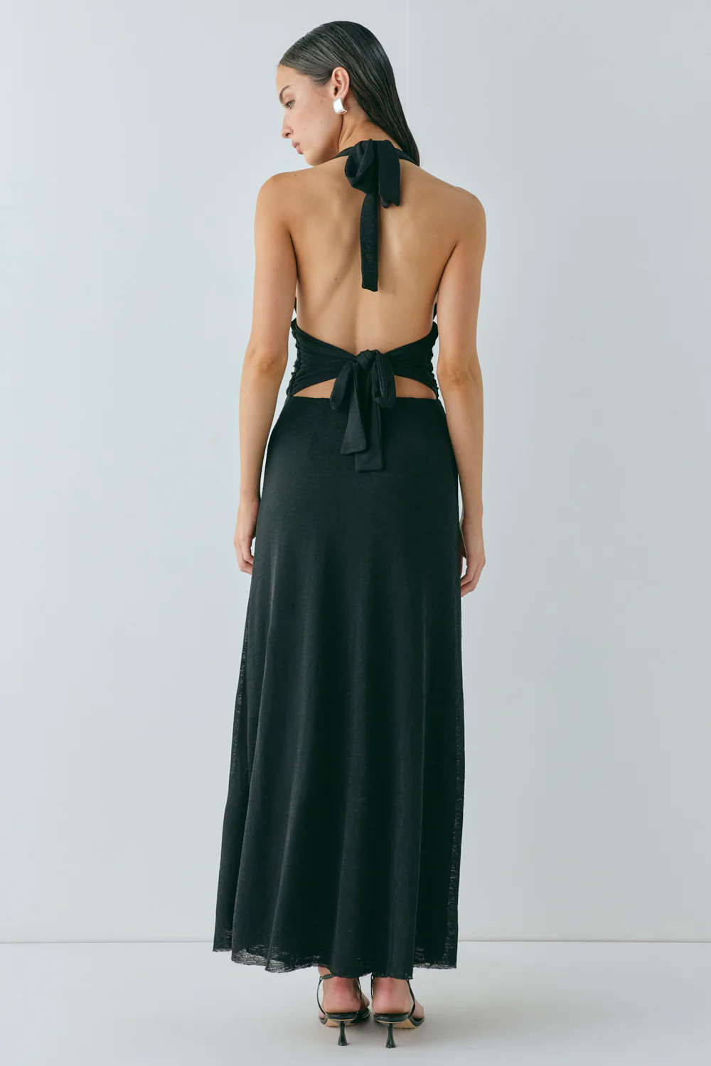 When In Italy Halter Midi Dress Black - Image 6