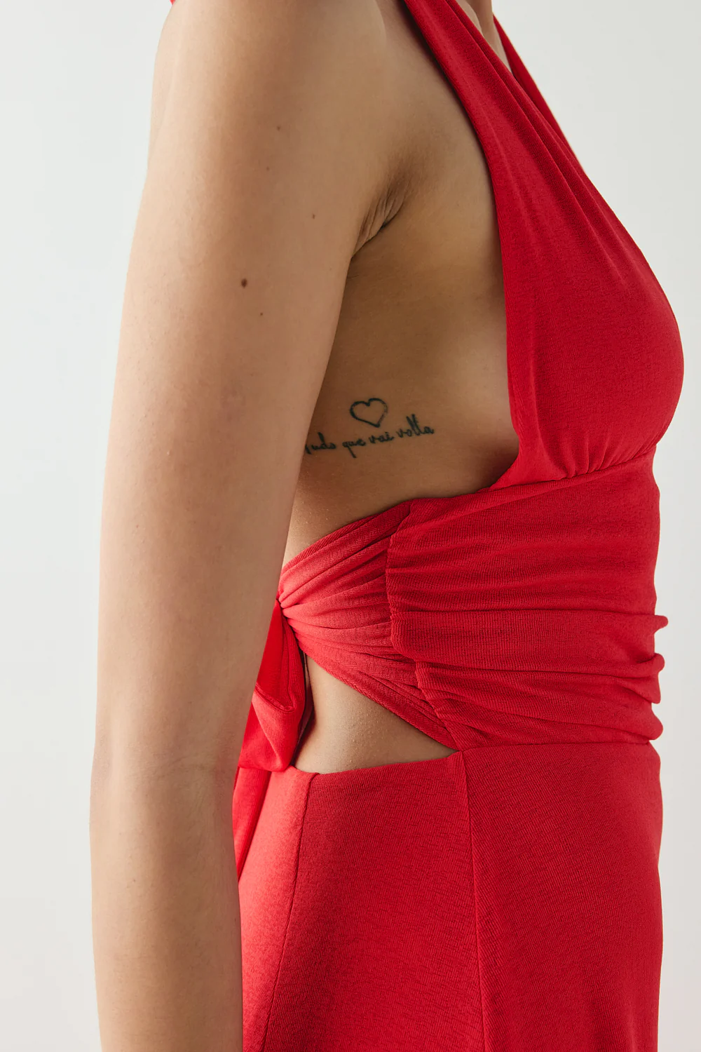 When In Italy Halter Midi Dress Red - Image 5