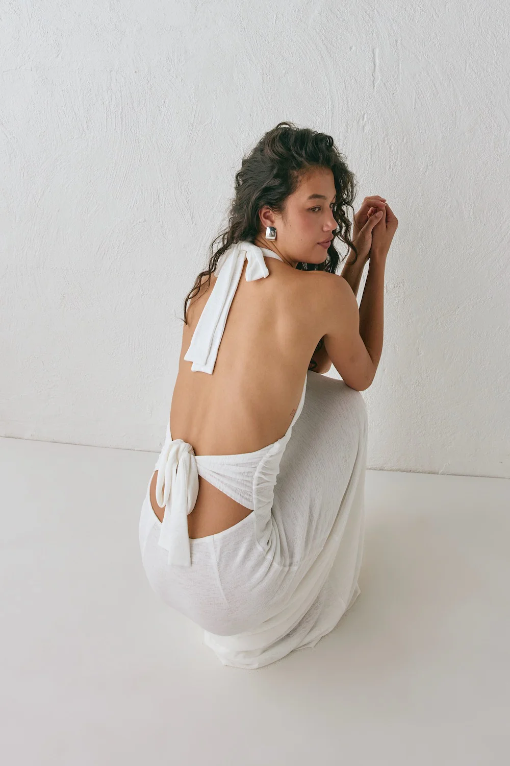 When In Italy Halter Midi Dress White - Image 2
