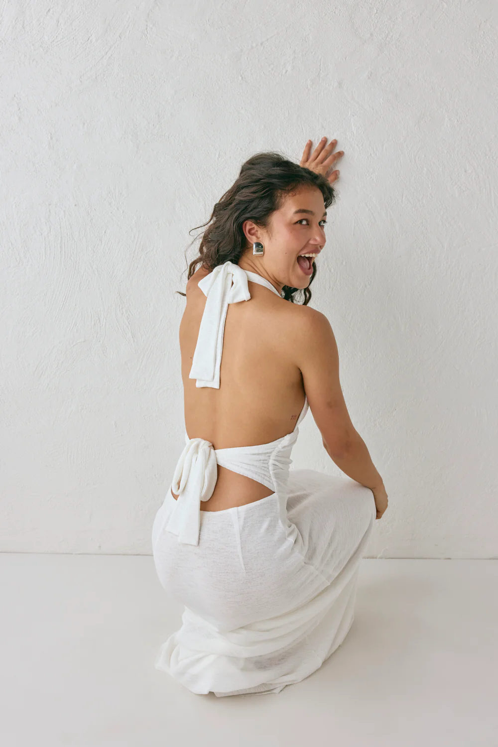 When In Italy Halter Midi Dress White - Image 6