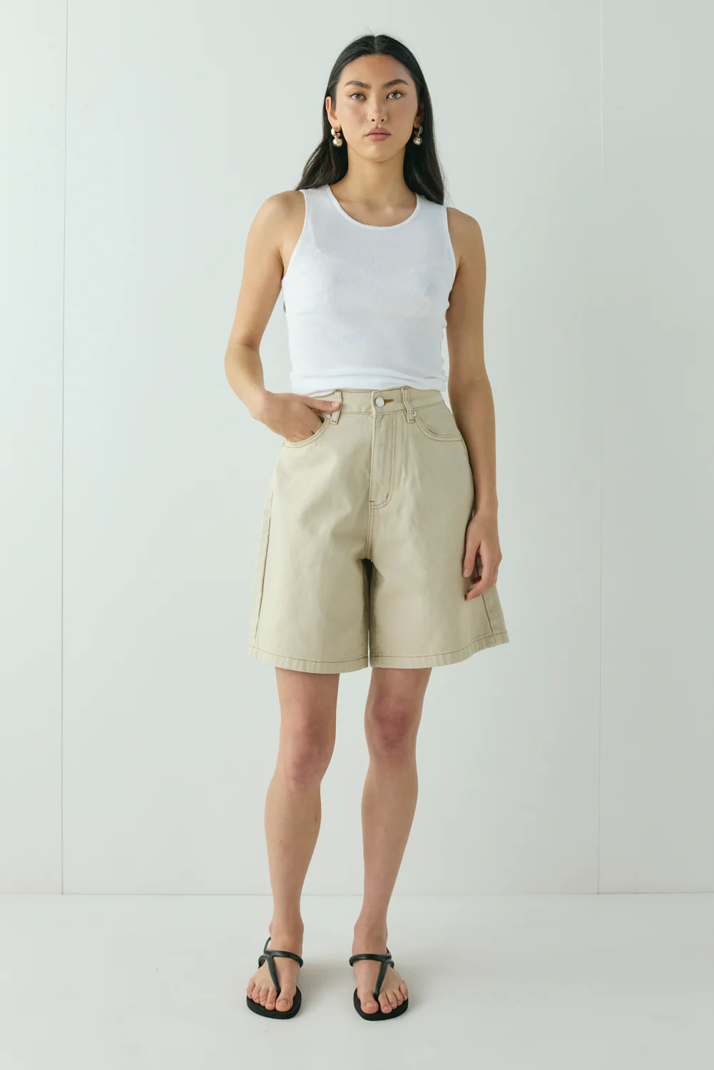 Willa Denim Shorts Taupe