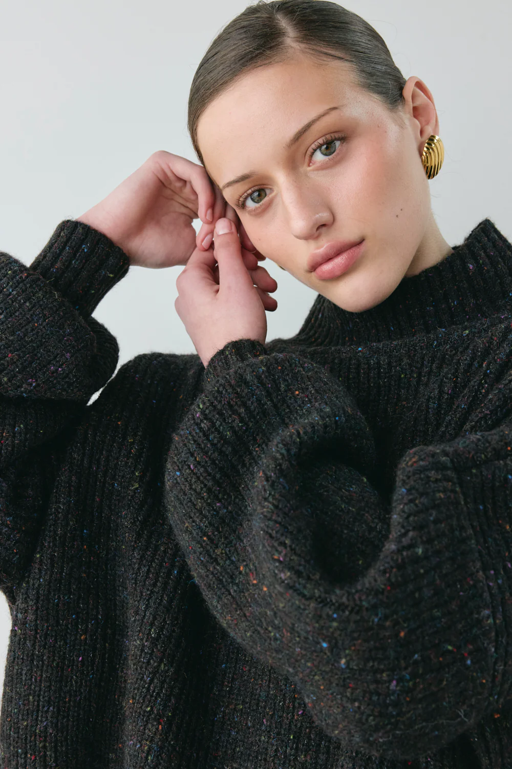 Yumi Knit Jumper Black Speckle - Image 2