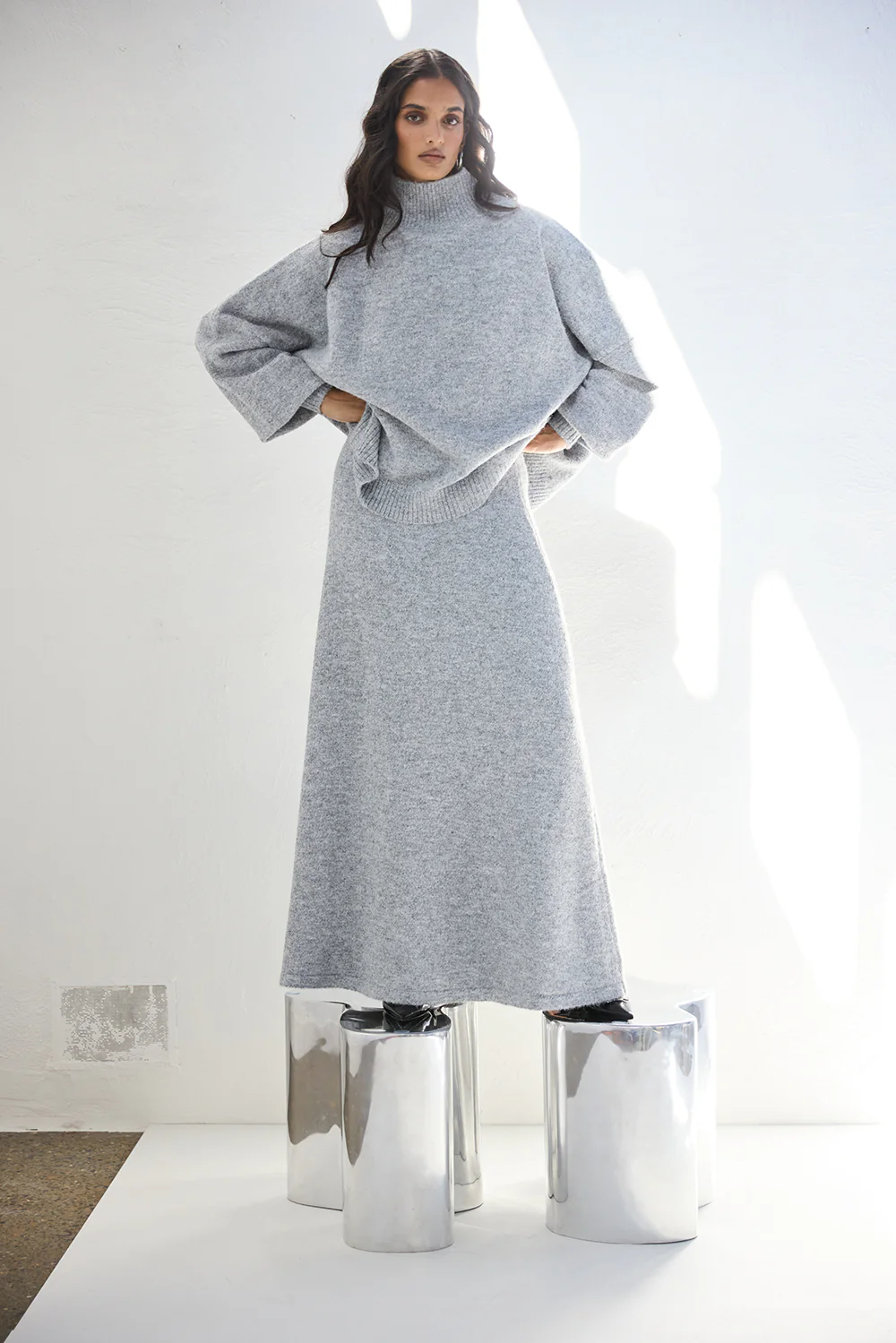 Yumi Knit Jumper Grey Marle - Image 3